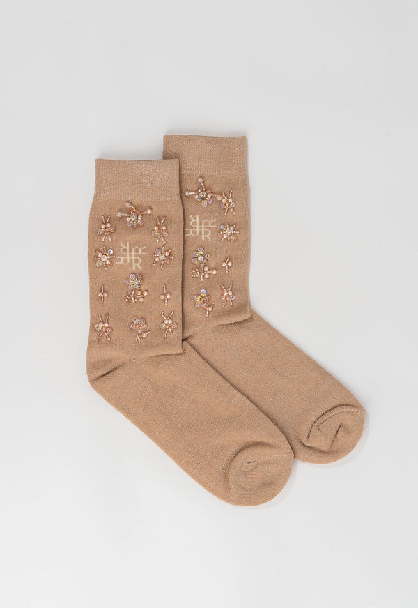 NAIFA BEADS SOCKS BEIGE