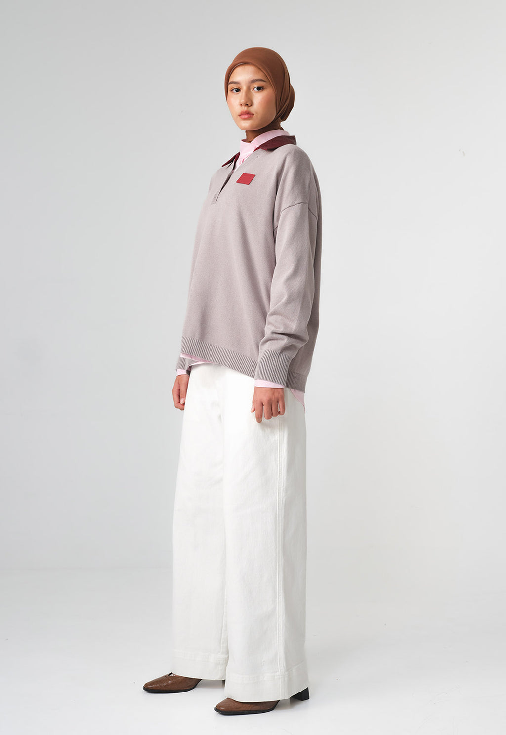 RIEL WOVEN COLLAR KNIT