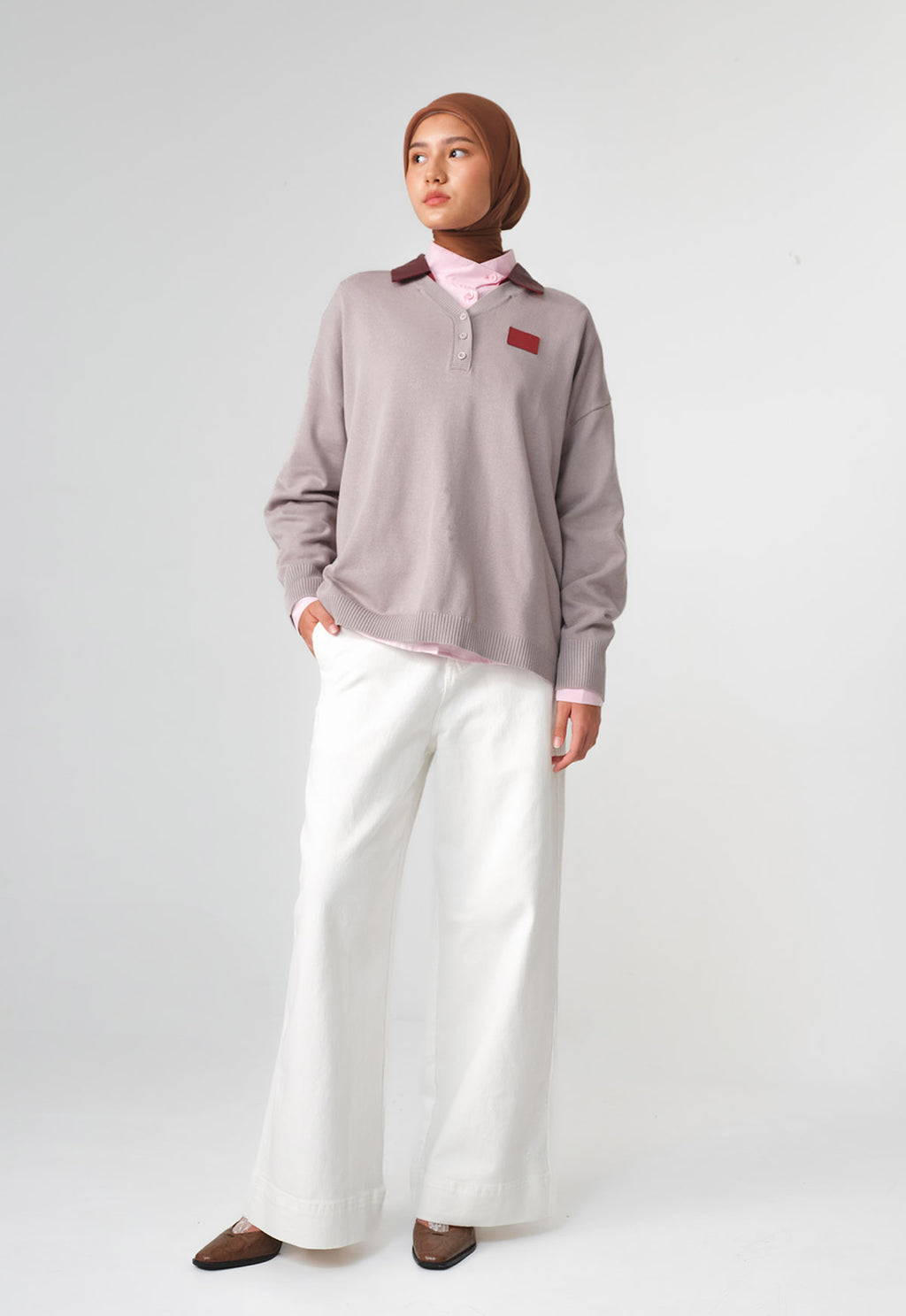 RIEL WOVEN COLLAR KNIT