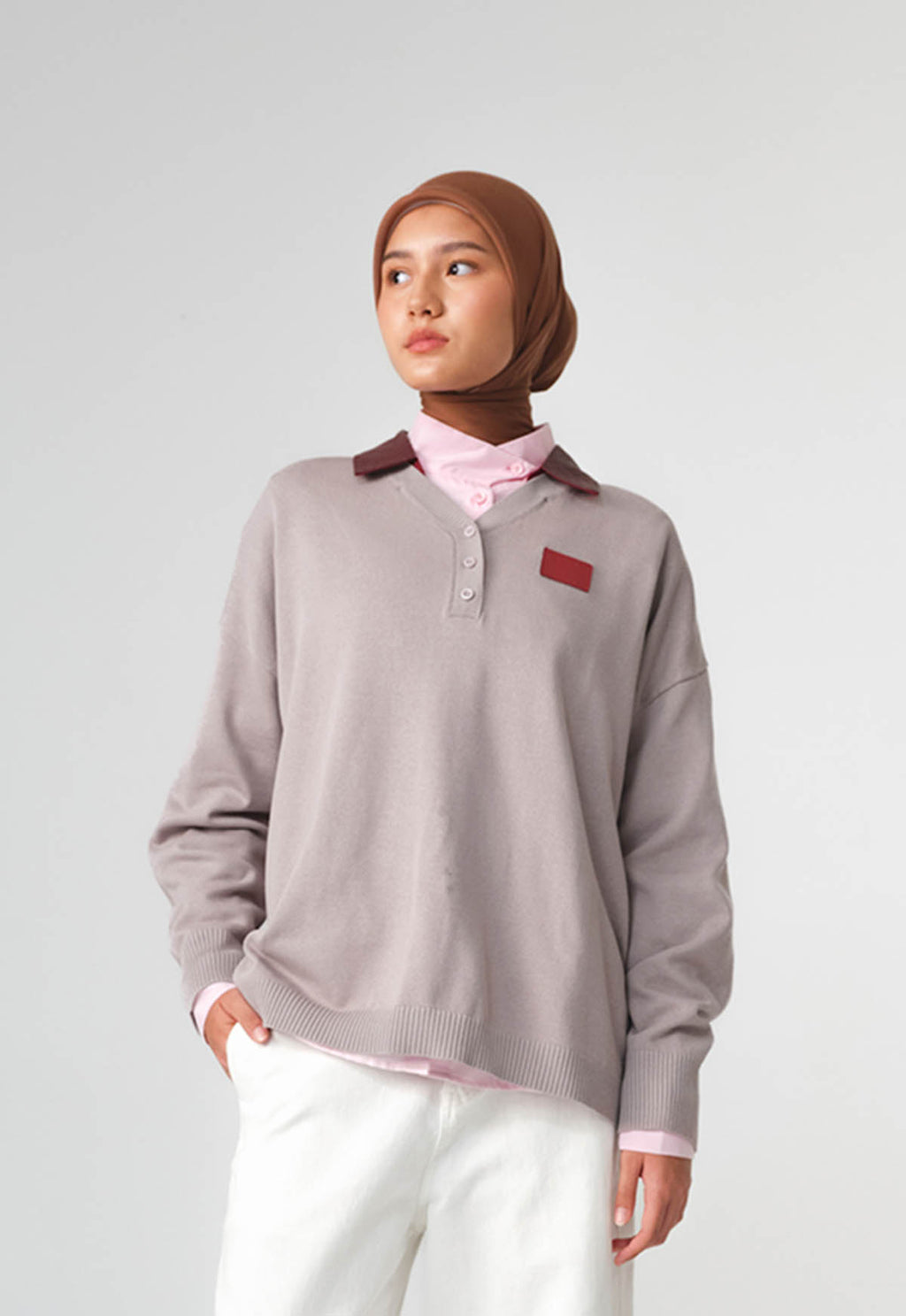 RIEL WOVEN COLLAR KNIT
