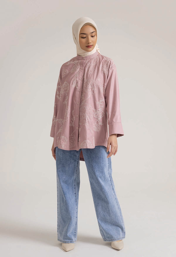 CORAL STITCH SHIRT DUSTY PINK