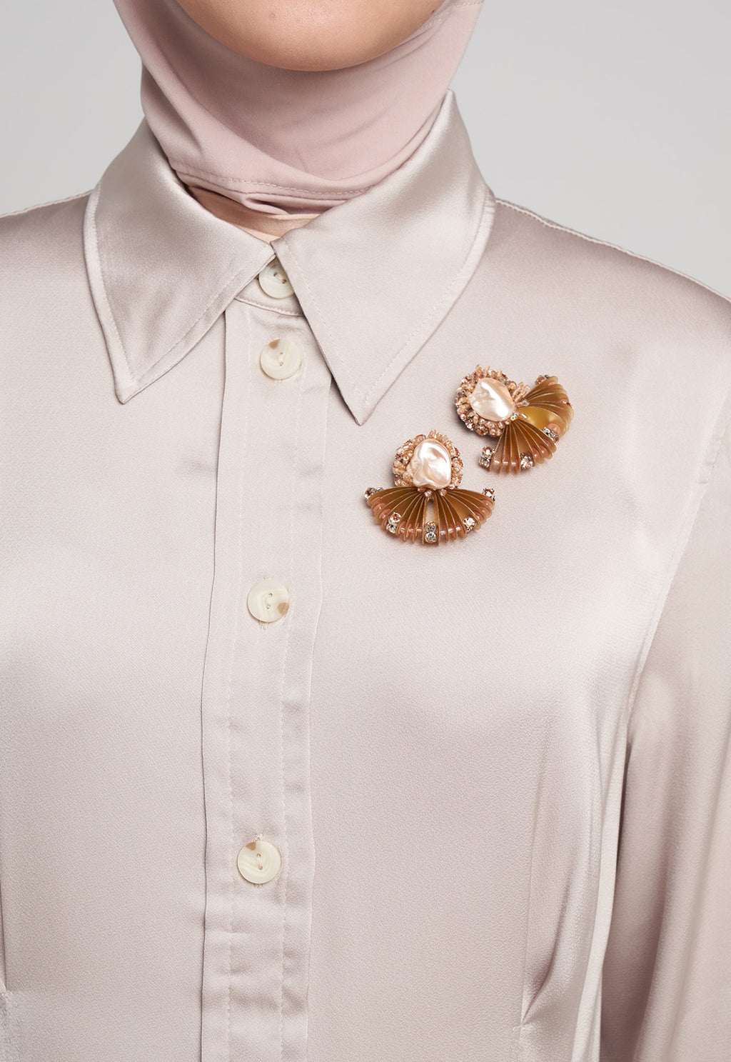 ROSE GOLD FAN BROOCH ROSE GOLD